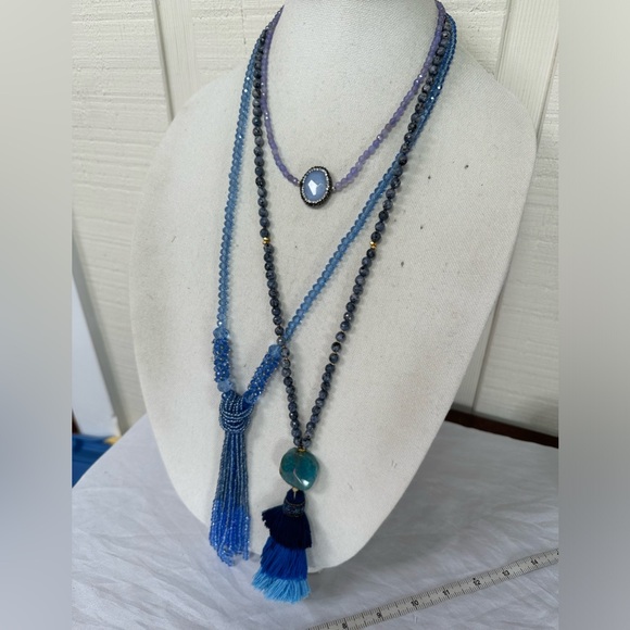 Three gorgeous purple and blue tone statement necklace - Picture 2 of 11